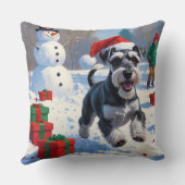 クリスマス走ハットでシュナウザーの雪 クッション (裏面)