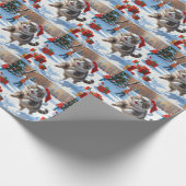 クリスマス走ハットで雪のシベリア猫の帽子 ラッピングペーパー (角)