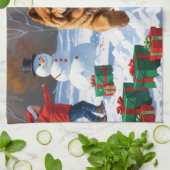 クリスマス走ハットで雪のチョウ キッチンタオル (折り畳み)