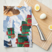 クリスマス走ハットで雪のチョウ キッチンタオル (四つ折り)