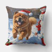 クリスマス走ハットで雪のチョウ クッション (正面)