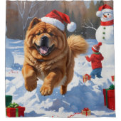 クリスマス走ハットで雪のチョウ シャワーカーテン (正面)