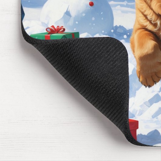 クリスマス走ハットで雪のチョウ マウスパッド (コーナー)