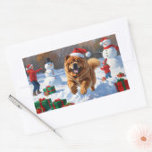 クリスマス走ハットで雪のチョウ 長方形シール (封筒)