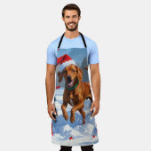 クリスマス走ハットで雪のビズラの帽子 エプロン (着用した状態)