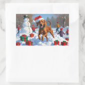 クリスマス走ハットで雪のビズラの帽子 長方形シール (バッグ)