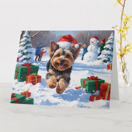 クリスマス走ハットで雪のヨンクーの帽子 カード (黄色い花)