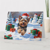 クリスマス走ハットで雪のヨンクーの帽子 カード (正面)