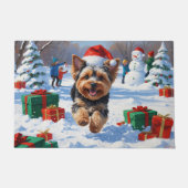 クリスマス走ハットで雪のヨンクーの帽子 ドアマット (正面)