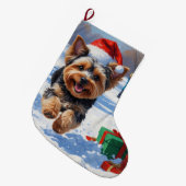 クリスマス走ハットで雪のヨンクーの帽子 ラージクリスマスストッキング (正面 (吊り時))