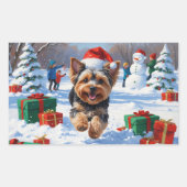 クリスマス走ハットで雪のヨンクーの帽子 長方形シール (正面)