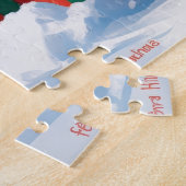 クリスマス走ハットで雪の中のイギリスのセッター ジグソーパズル (側面)