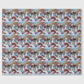 クリスマス走ハットで雪の中のイギリスのセッター ラッピングペーパー (フラット)