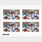 クリスマス走ハットで雪の中のイギリスのセッター 長方形シール (シート)