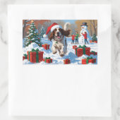 クリスマス走ハットで雪の中のイギリスのセッター 長方形シール (バッグ)