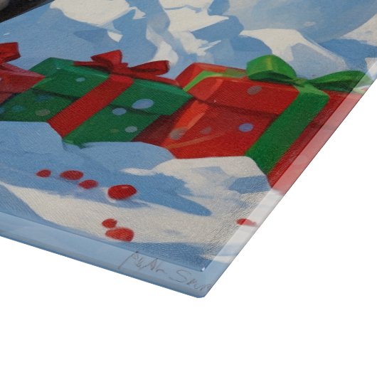 クリスマス走ハットで雪の中のグレート・ダン・ハット カッティングボード (角)