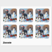 クリスマス走ハットで雪の中のグレート・ダン・ハット スクエアシール (シート)