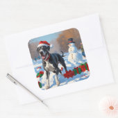 クリスマス走ハットで雪の中のグレート・ダン・ハット スクエアシール (封筒)