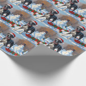 クリスマス走ハットで雪の中のグレート・ダン・ハット ラッピングペーパー (角)