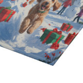 クリスマス走ハットで雪の中のコックポー カッティングボード (角)