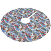 クリスマス走ハットで雪の中のコックポー ブラッシュドポリエステルツリースカート (アングル)