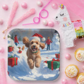 クリスマス走ハットで雪の中のコックポー ペーパープレート (パーティー)