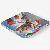 クリスマス走ハットで雪の中のコックポー ペーパープレート (傾斜あり)