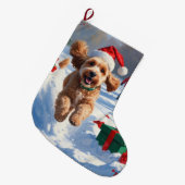 クリスマス走ハットで雪の中のコックポー ラージクリスマスストッキング (正面 (吊り時))