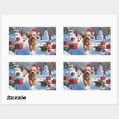 クリスマス走ハットで雪の中のコックポー 長方形シール (シート)