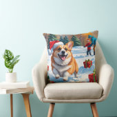 クリスマス走ハットで雪の中のコルギの帽子 クッション (椅子)