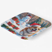 クリスマス走ハットで雪の中のコルギの帽子 ペーパープレート (傾斜あり)