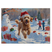 クリスマス走ハットで雪の中のゴールデンドールの帽子 カッティングボード (正面)