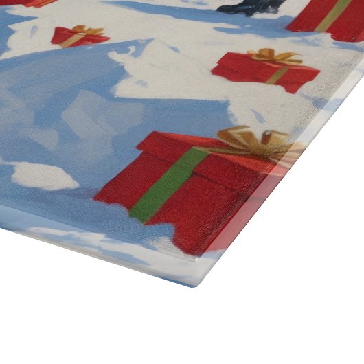 クリスマス走ハットで雪の中のゴールデンドールの帽子 カッティングボード (角)