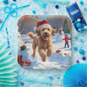 クリスマス走ハットで雪の中のゴールデンドールの帽子 ペーパープレート (パーティー)