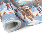 クリスマス走ハットで雪の中のゴールデンドールの帽子 ラッピングペーパー (ロールコーナー)