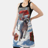 クリスマス走ハットで雪の中のスフィンクス猫 エプロン (インサイチュ)