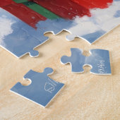 クリスマス走ハットで雪の中のスフィンクス猫 ジグソーパズル (側面)