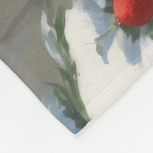 クリスマス走ハットで雪の中のスフィンクス猫 フリースブランケット (角)