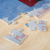 クリスマス走ハットで雪の中のパピロン犬 ジグソーパズル (側面)