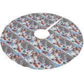 クリスマス走ハットで雪の中のパピロン犬 ブラッシュドポリエステルツリースカート (アングル)