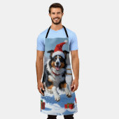 クリスマス走ハットで雪の中のラフ・コリー・ハット エプロン (着用した状態)