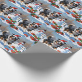 クリスマス走ハットで雪の中のラフ・コリー・ハット ラッピングペーパー (角)