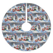 クリスマス走ハットで雪の中のワイマラナーの帽子 ブラッシュドポリエステルツリースカート (正面)