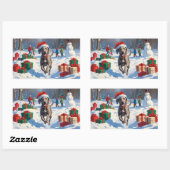 クリスマス走ハットで雪の中のワイマラナーの帽子 長方形シール (シート)