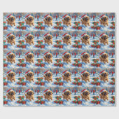 クリスマス走ハットで雪の中の北京犬の犬 ラッピングペーパー (フラット)