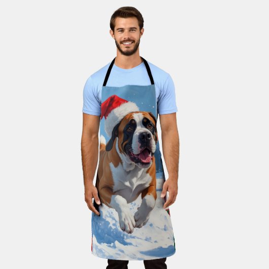 クリスマス走ハットで雪の中の杖のコルソの帽子 エプロン (着用した状態)