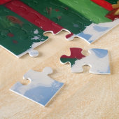 クリスマス走ハットで雪の中の杖のコルソの帽子 ジグソーパズル (側面)