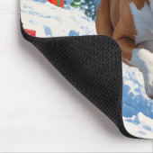 クリスマス走ハットで雪の中の杖のコルソの帽子 マウスパッド (コーナー)