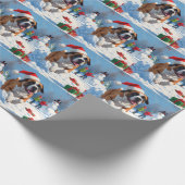 クリスマス走ハットで雪の中の杖のコルソの帽子 ラッピングペーパー (角)