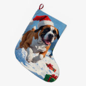 クリスマス走ハットで雪の中の杖のコルソの帽子 ラージクリスマスストッキング (正面 (吊り時))